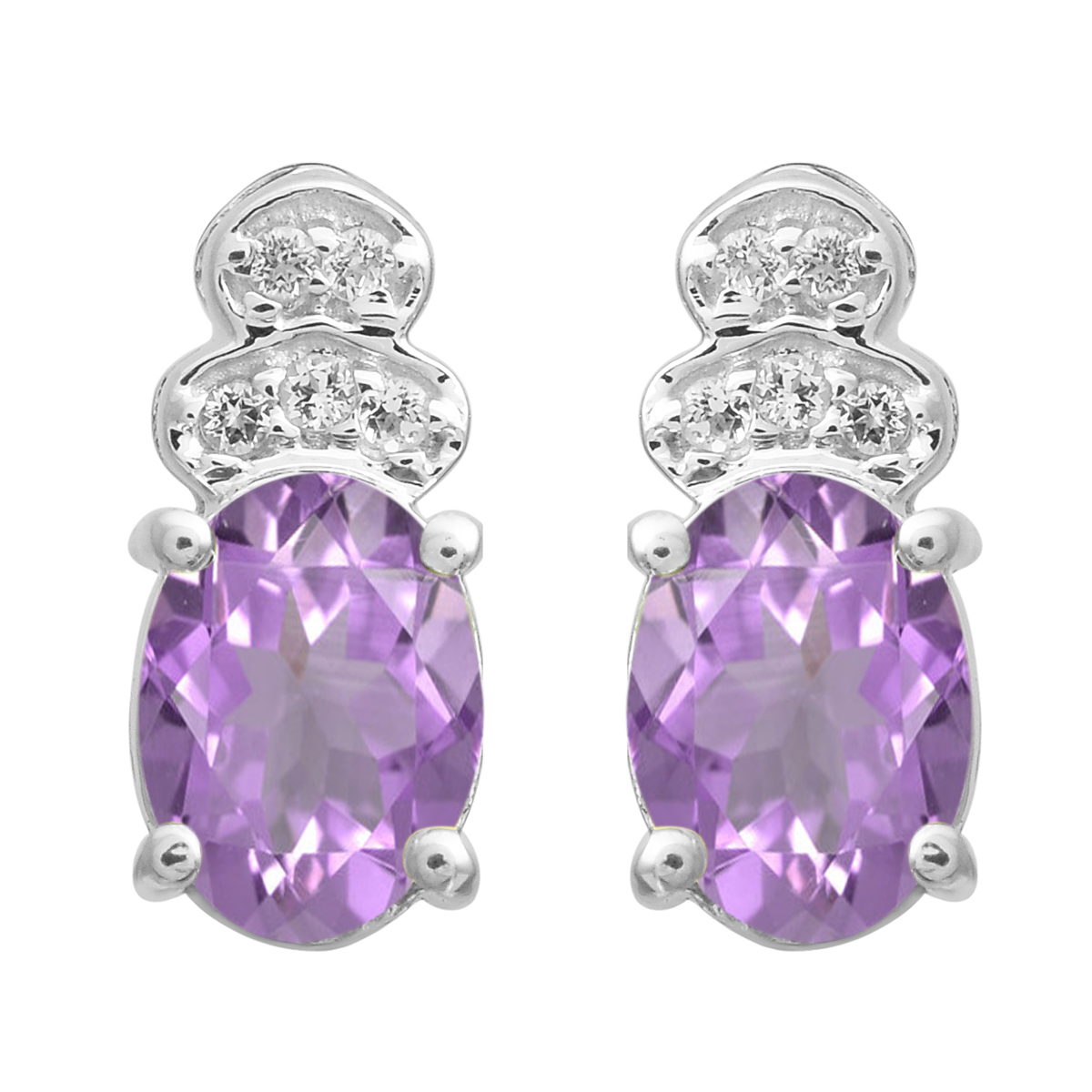 Four Prong Set Solitaire Amethyst 925 Sterling Silver Women Stud ...